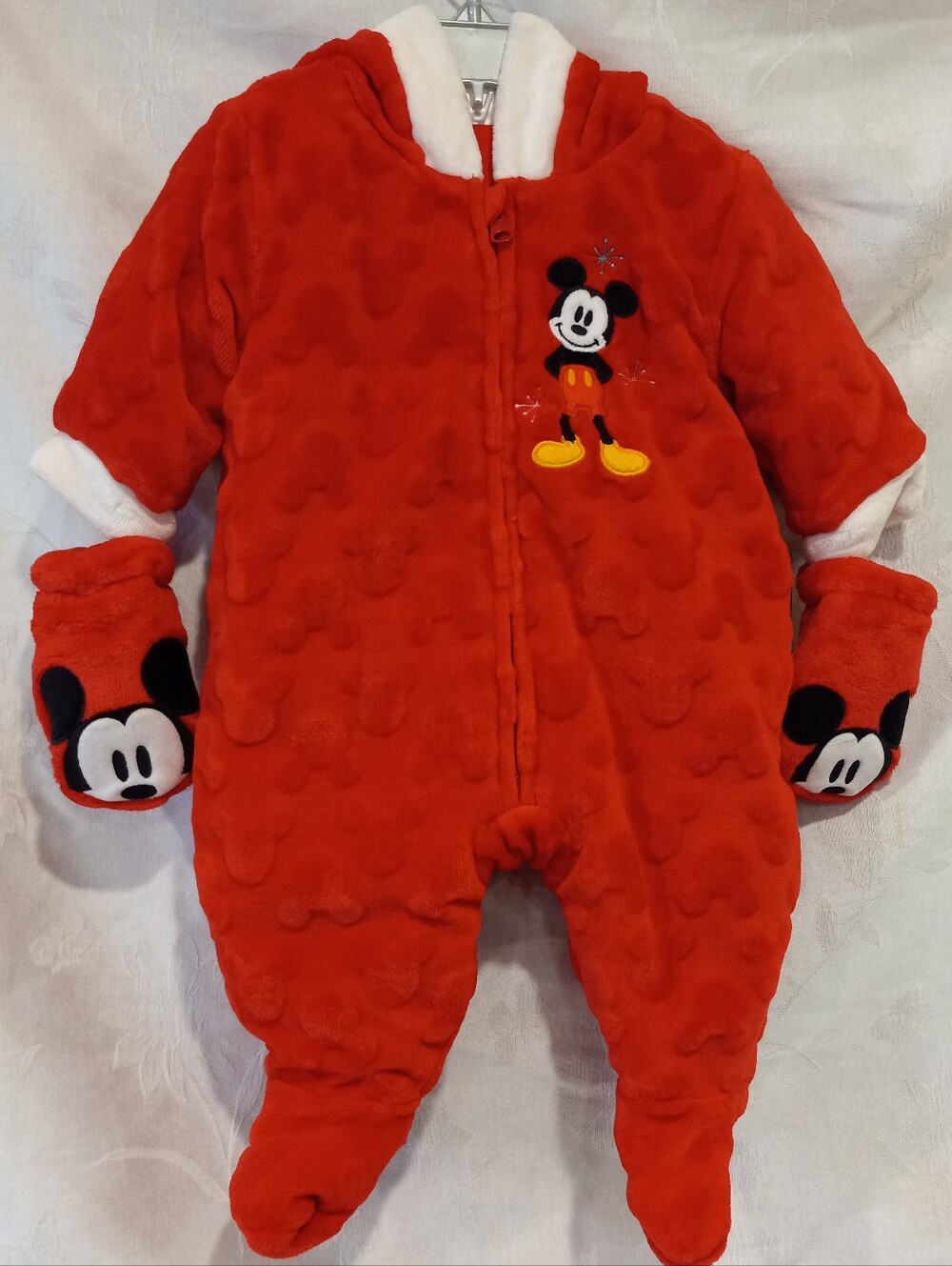 NWT Disney Baby Snowsuit Infant 0-3mo Hooded One-Piece Mittens Booties Zip